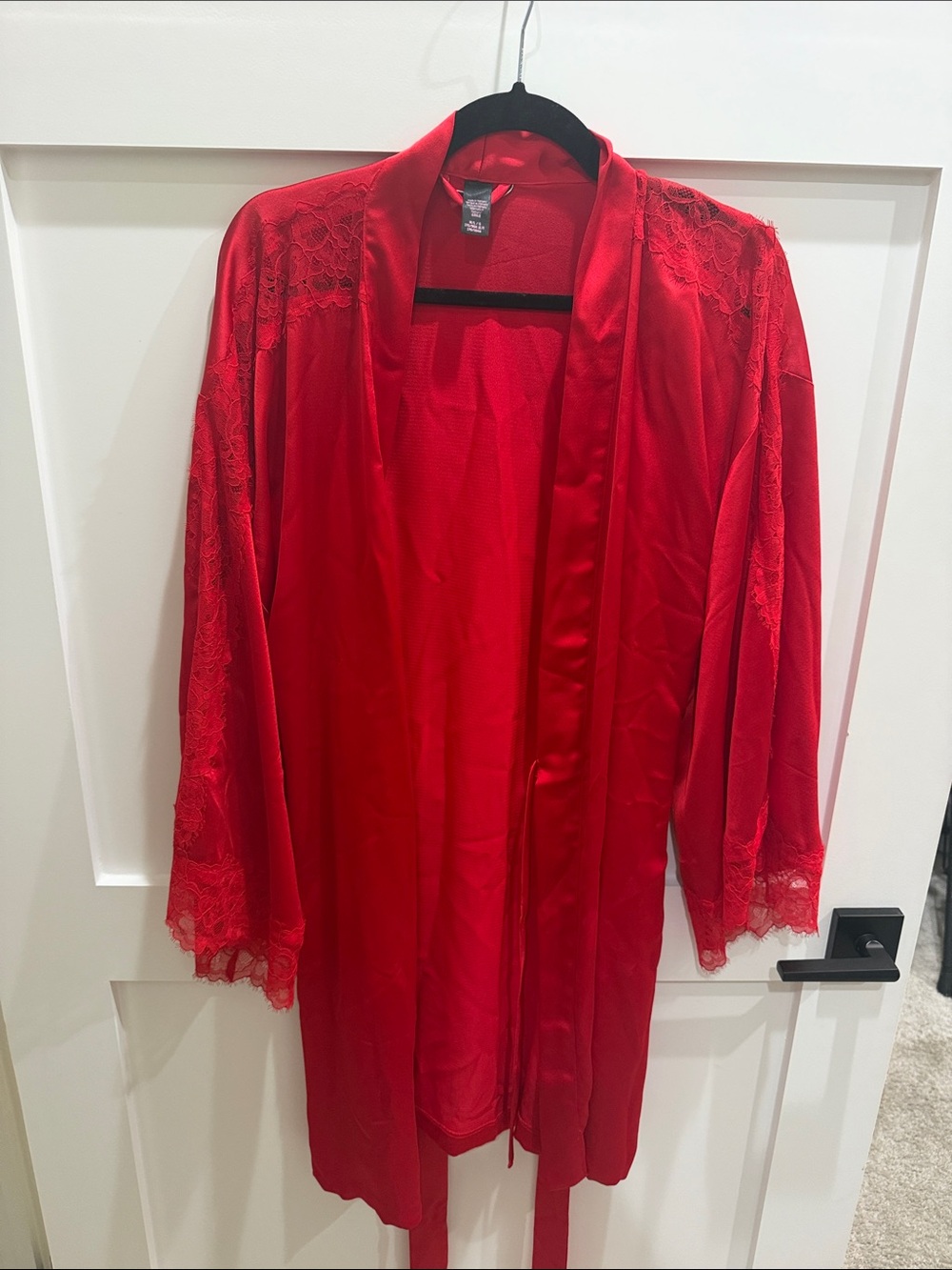 Victoria Secret Red Lace-Trim Satin Robe - Women Intimates & Sleepwear